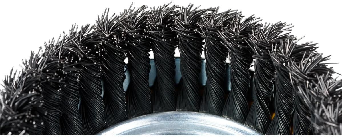 Щетка-крацовка чашечная усиленная для УШМ, жгутированная стальная проволока 0,5 мм Stayer Prof  - фото