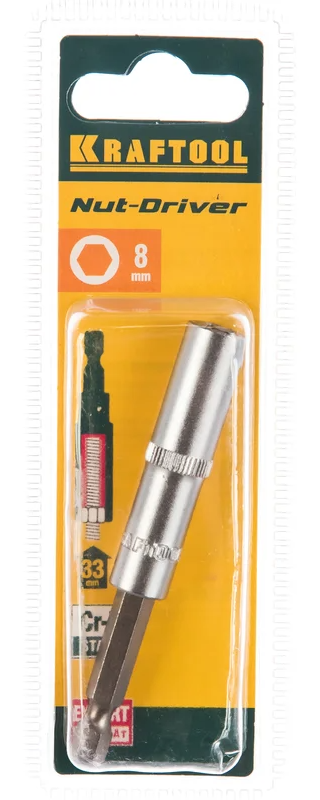 Бита с торцевой головкой 8 мм, удлиненная Kraftool 26396-08, хромованадиевая сталь - фото