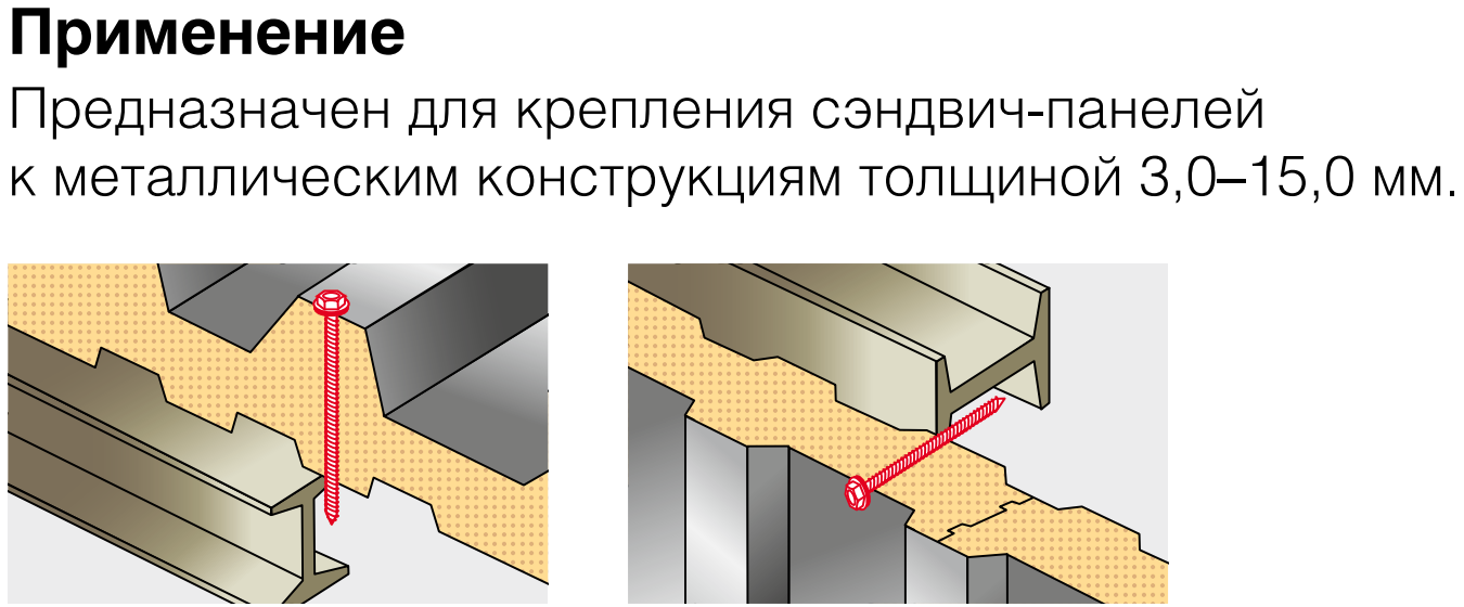 Винт самосверлящий для сэндвич-панелей по металлу окрашенный RAL, с шайбой EPDM SD 12 SP Fasty, углеродистая сталь с покрытием MagniSilver - фото