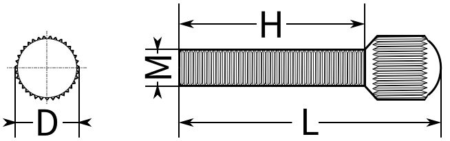 Винт-ручка М6х16 с накаткой U05, нержавеющая сталь А2 - фото