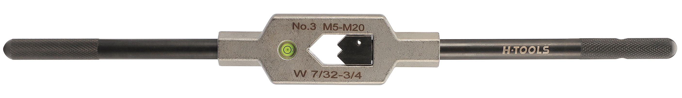 Вороток для метчиков с уровнем №3 M5-M20 (4,9-12,0 мм) 370 мм Inox DIN 1814 H-Tools 08802060 - фото