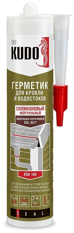 Герметик силиконовый нейтральный для кровли 280 мл KUDO KSK-146, шоколадно-коричневый - фото