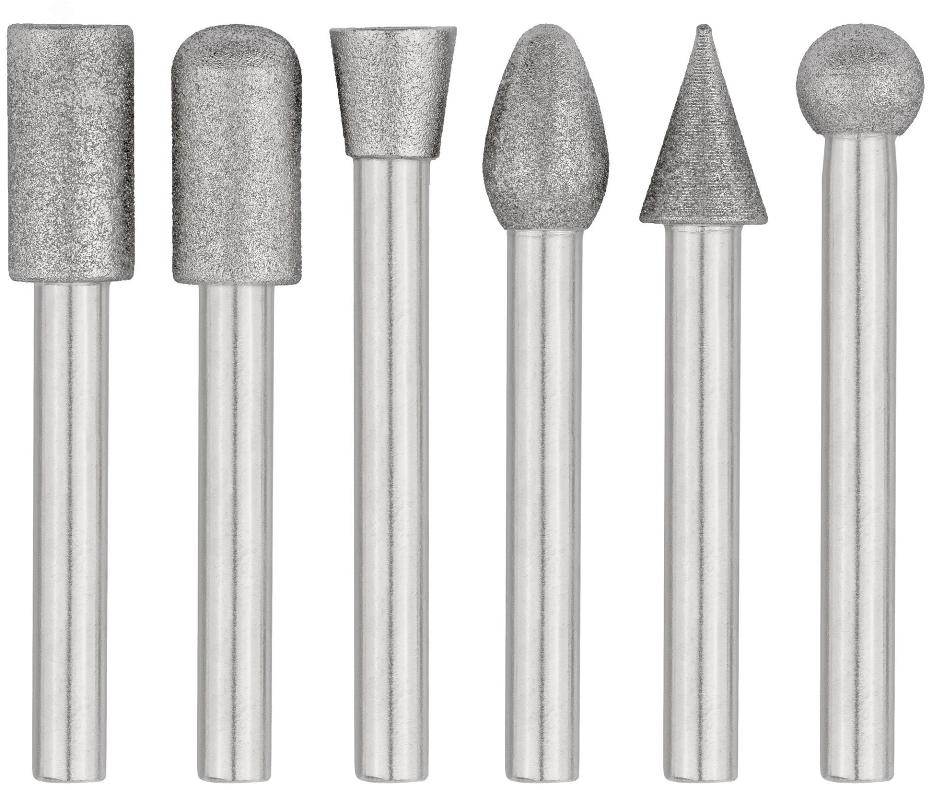 Набор шарошек сталь с алмазным напылением FIT 36482, 6 шт - фото