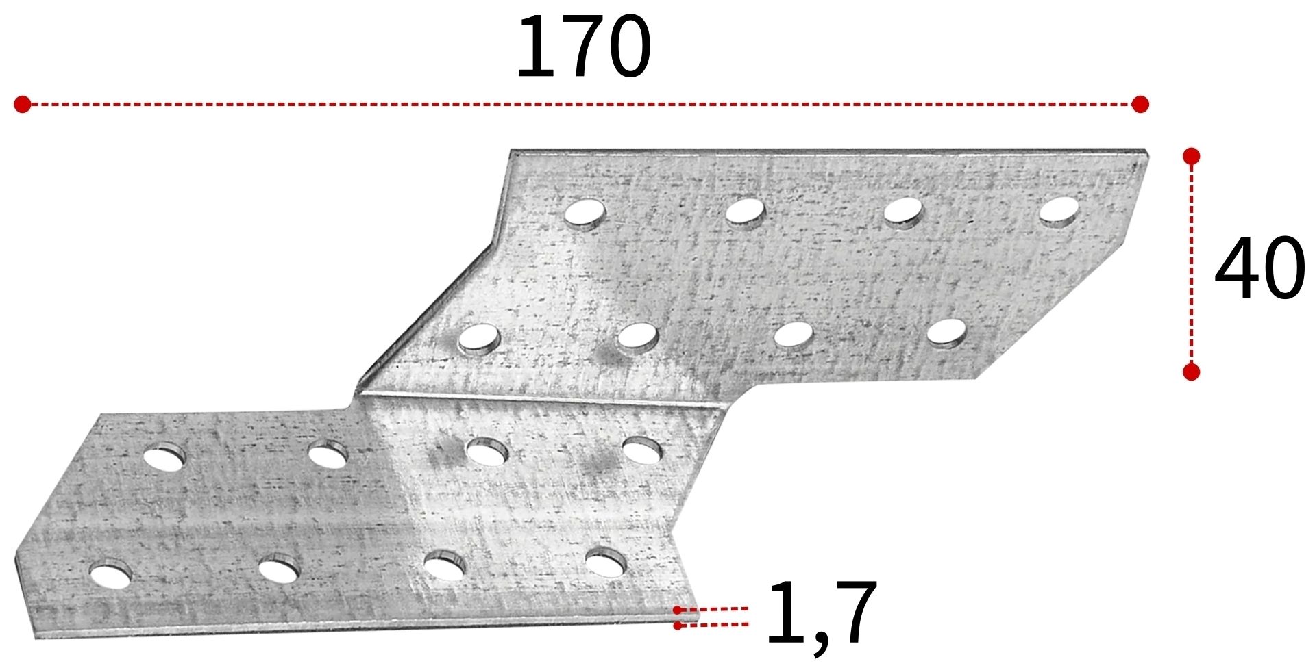 Держатель балки DBП правый 170х40х40х1,7 мм, оцинкованная сталь - фото