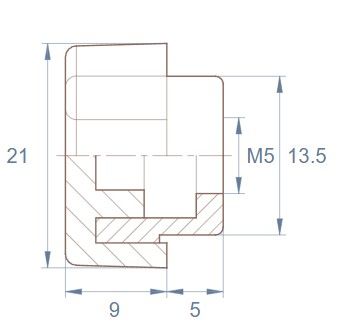 Фиксатор-барашек разборный D 21 М5, 35-0100, черный - фото