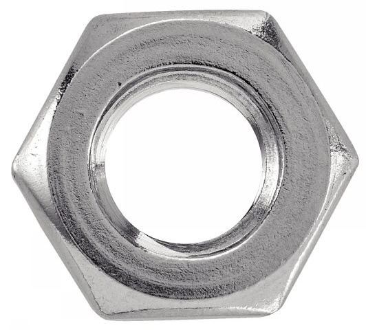 Гайка низкая с левой мелкой резьбой М10х1,25 с фаской DIN 439 LH, нержавеющая сталь А2 - фото