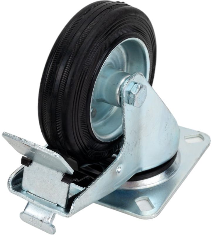 Колесо резиновое поворотное усиленное с тормозом SRCB TOR - фото