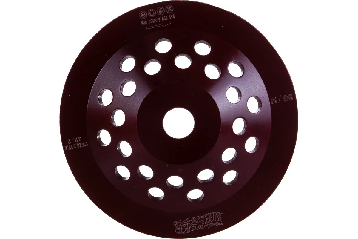 Чашка шлифовальная алмазная двухрядная по бетону 180 мм BG/M Messer 03-01-180 - фото