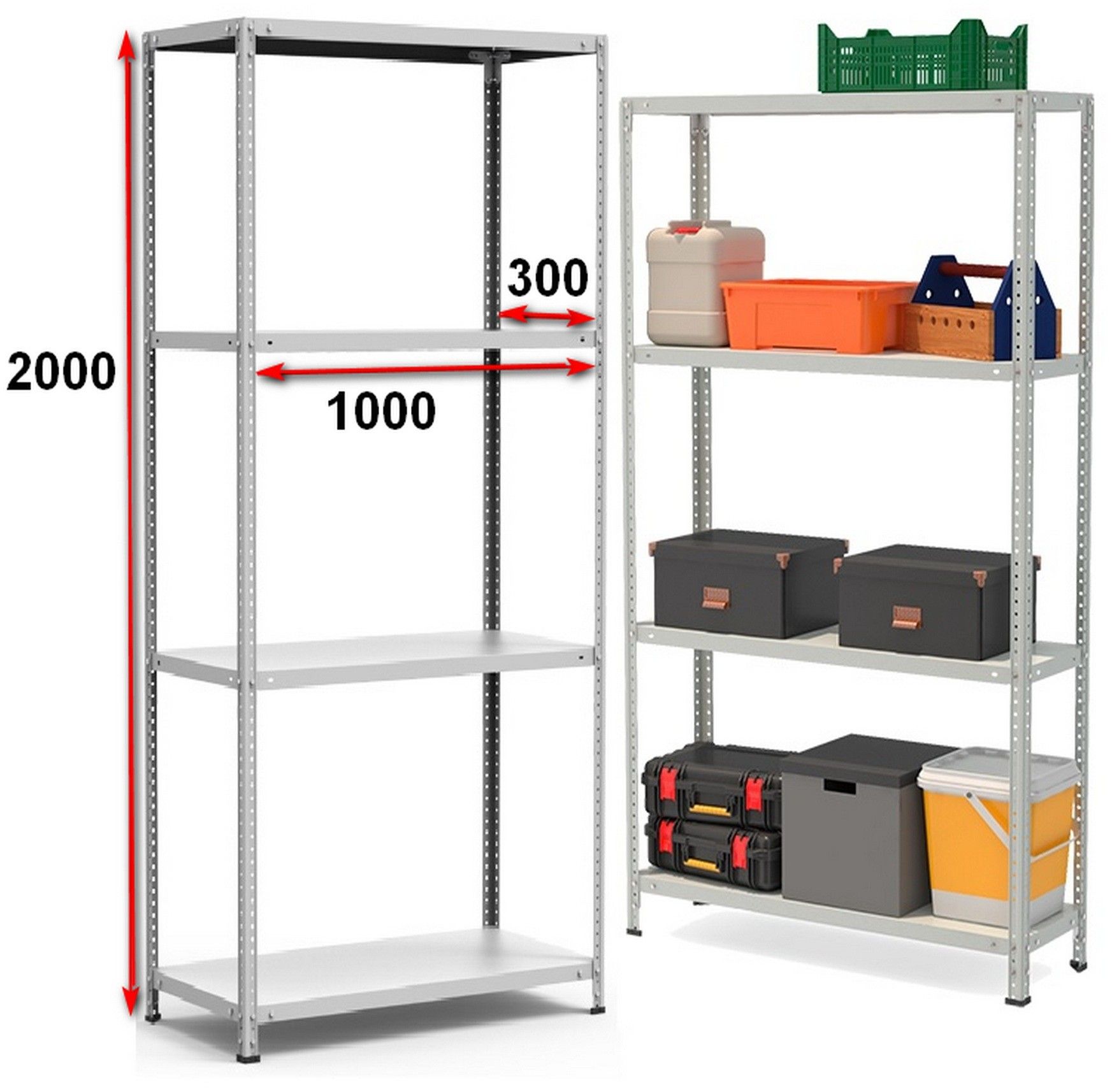 Стеллаж металлический до 145 кг, 4 полки Металл-завод СТФ 1034-2,0 2000х1000х300 мм - фото