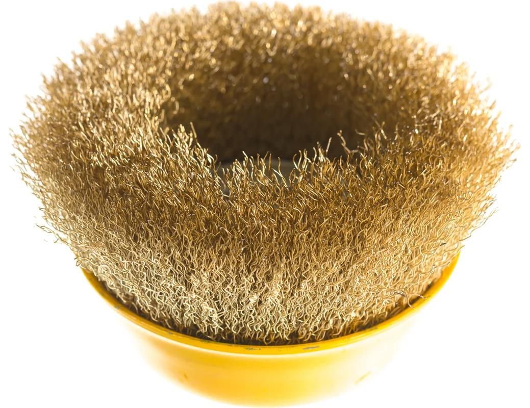 Щетка-крацовка чашечная для УШМ, витая латунированная стальная проволока 0,3 мм Stayer Prof  - фото