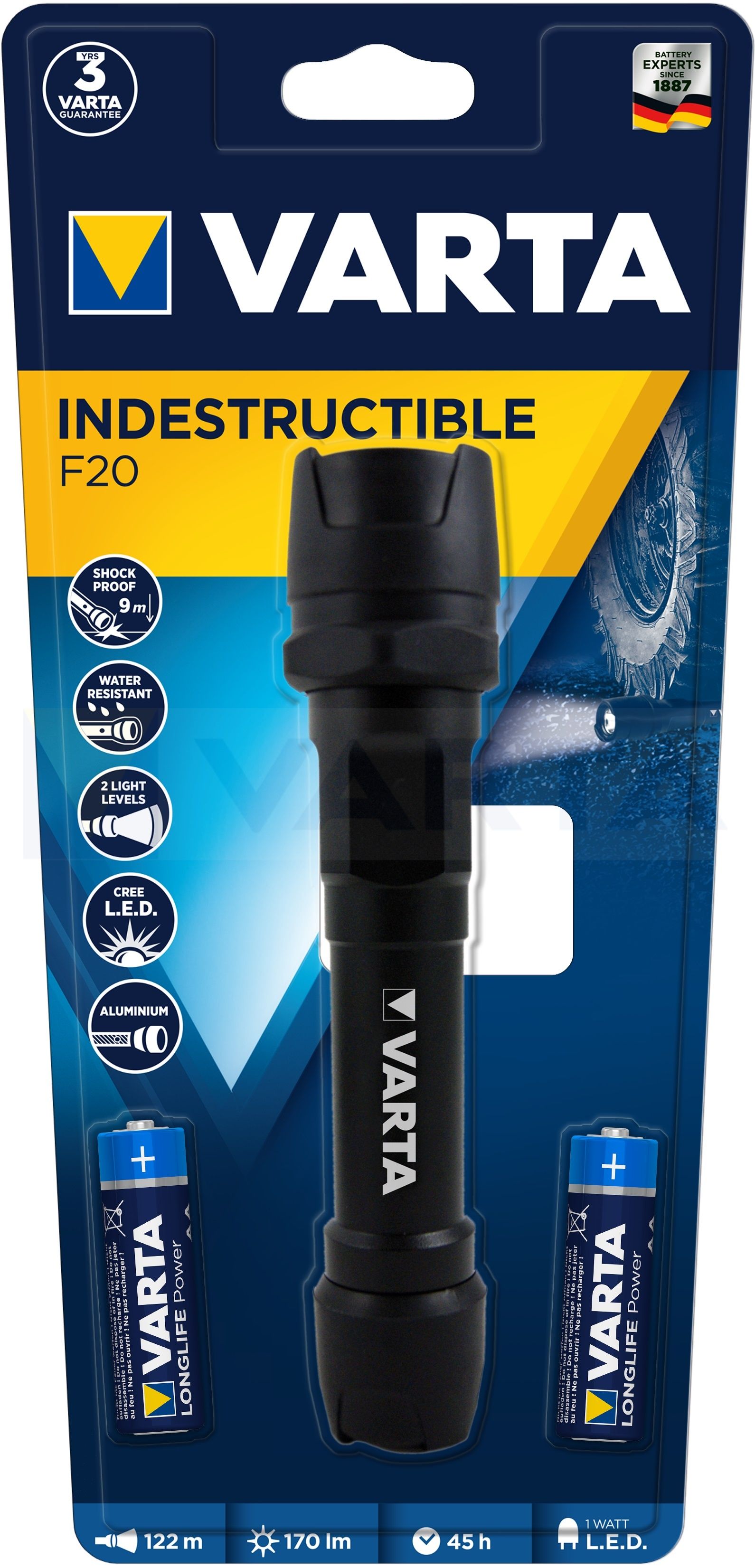 Фонарь ручной ударопрочный Varta Professional Indestructible 1 Watt LED Light 2AA 18701101421 - фото