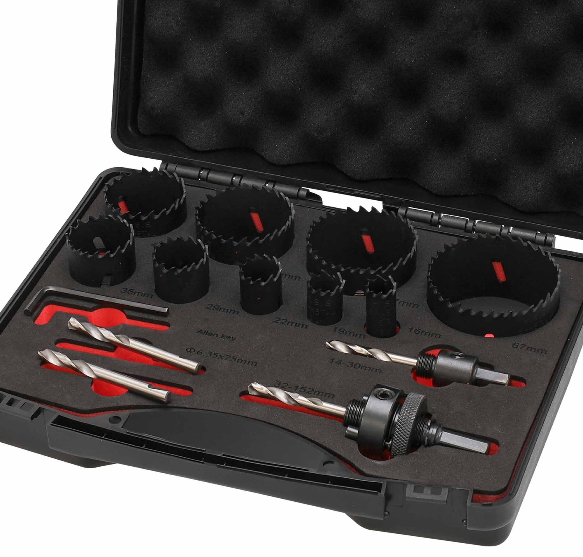 Набор коронок 16-67 мм HSSE-Co8 Master-Tool 1014301010011, биметаллические, 14 предметов - фото