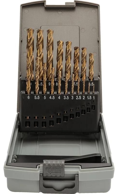 Набор сверл по металлу 1-10 мм HSSE-Co5 135° DIN 338 H-Tools 215214ROHT, 19 шт - фото