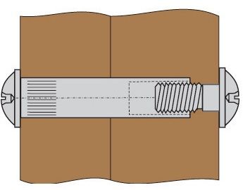Стяжка межсекционная комплект втулка (мама) и болт (папа), никелированная сталь - фото