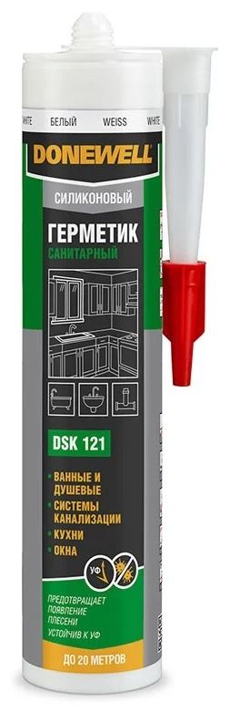 Изображение товара Герметик силиконовый санитарный 260 мл Donewell DSK-121, белый