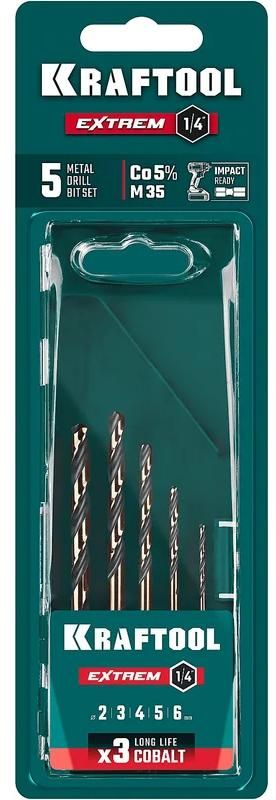Изображение товара Набор сверл по металлу Kraftool Impact Ready 2-6 мм 5 шт