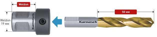 Сверло по металлу 5х50 мм Karnasch 201840020, сталь HSS-Co5 TiN - фото