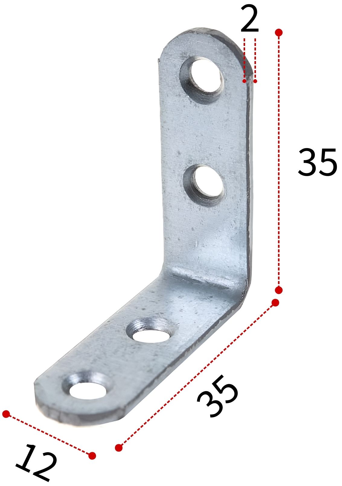 Уголок крепежный бытовой круглый 35х35х12 мм СПК, оцинкованная сталь - фото