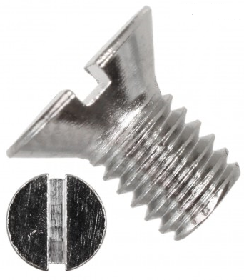 Винт с потайной головкой DIN 963 (ISO 2009) М6х16, никелированная латунь - фото