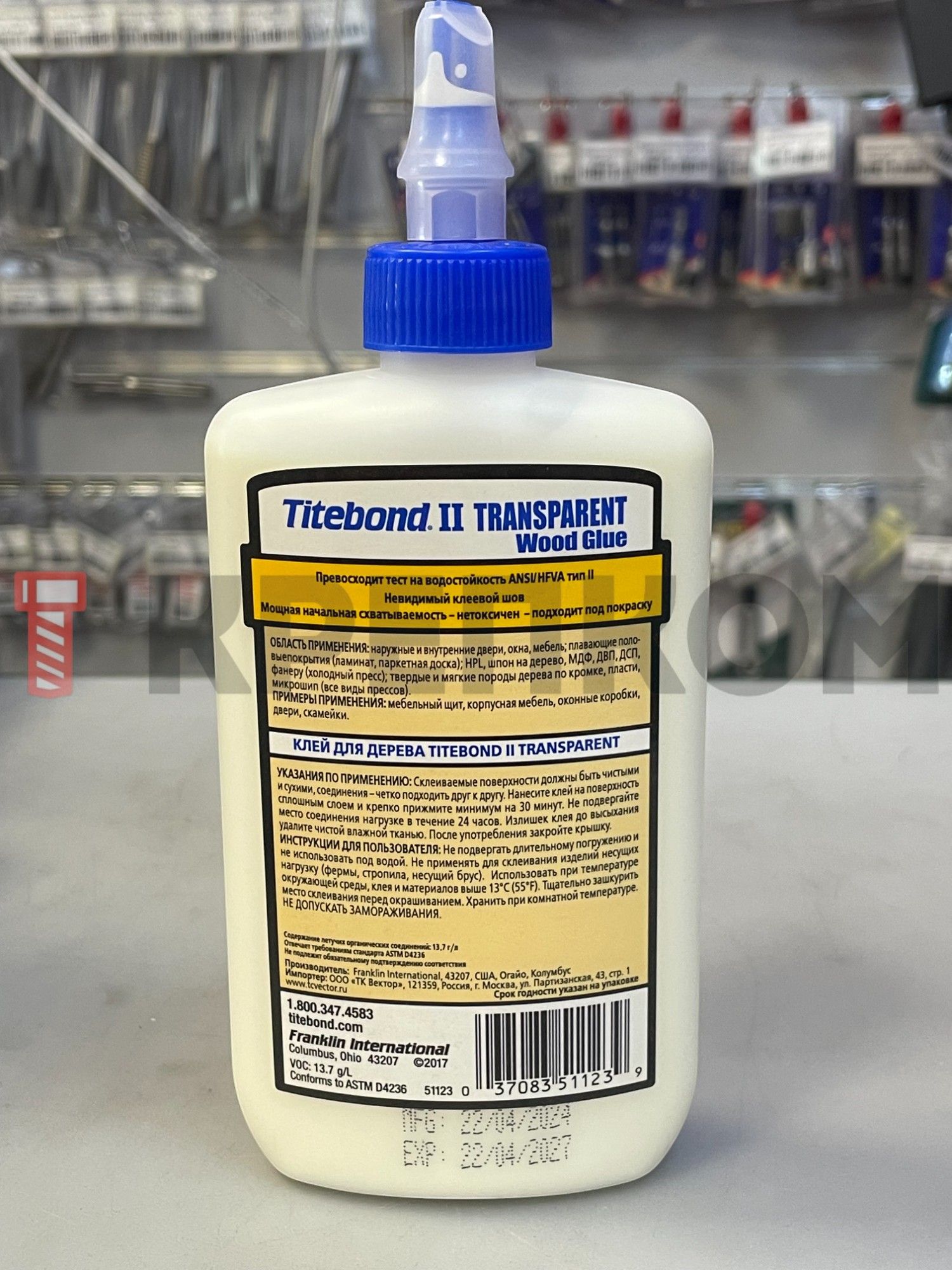 Клей столярный влагостойкий Titebond II Transparent Premium Wood Glue, 237 мл - фото