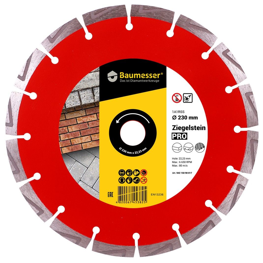 Изображение товара Алмазный диск 230х2,8/1,8х10х22,23 Baumesser Ziegelstein PRO 94315090017 для кирпича бетона и плитк