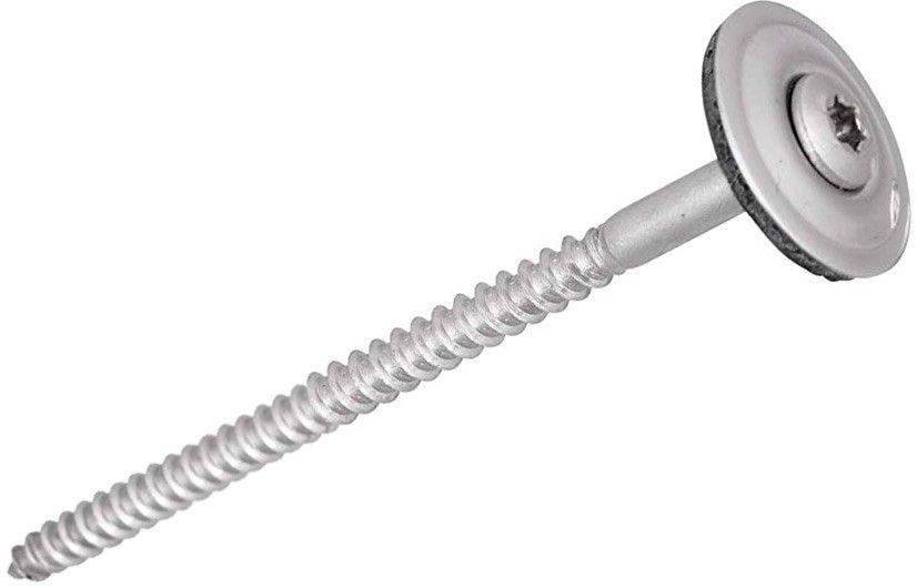 Саморез с полупотайной головкой и EPDM-шайбой 4,5х45 мм TORX WS 9171, нержавеющая сталь А2 - фото