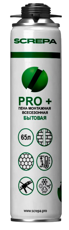 Пена монтажная всесезонная бытовая 1000 мл SCREPA PRO+  - фото