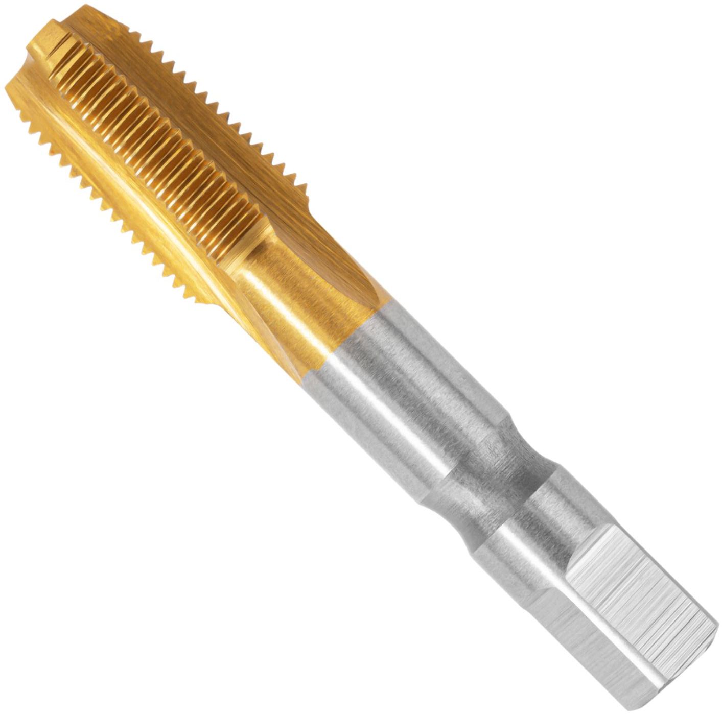 Метчик машинно-ручной №1805 NPT 1/4" HSS-TiN Профоснастка 52501805, дюймовая коническая резьба NPT - фото