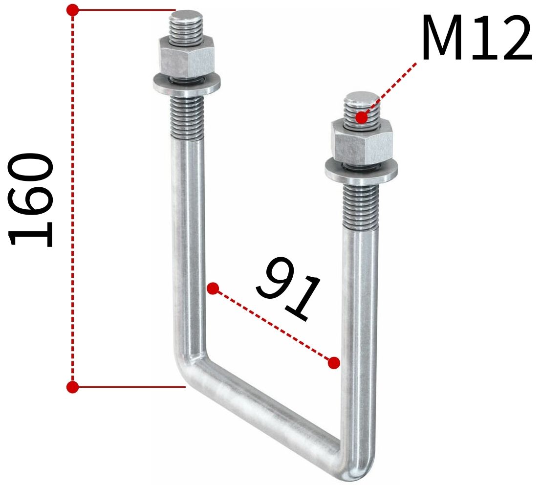 П-образная скоба для кронштейнов Fischer FMFS UB 120 547851, горячеоцинкованная сталь - фото