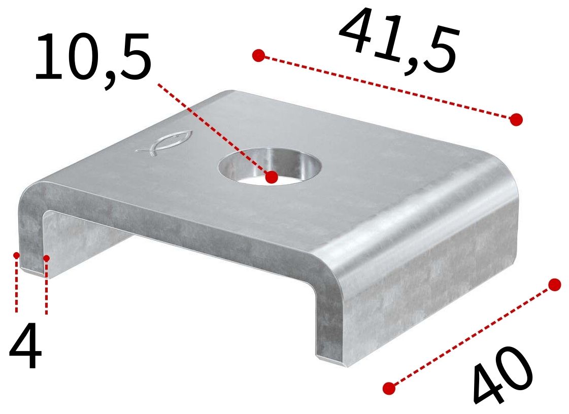 Шайба U-образная для профиля FUS Fischer HK 41х10,5 547493, оцинкованная сталь - фото