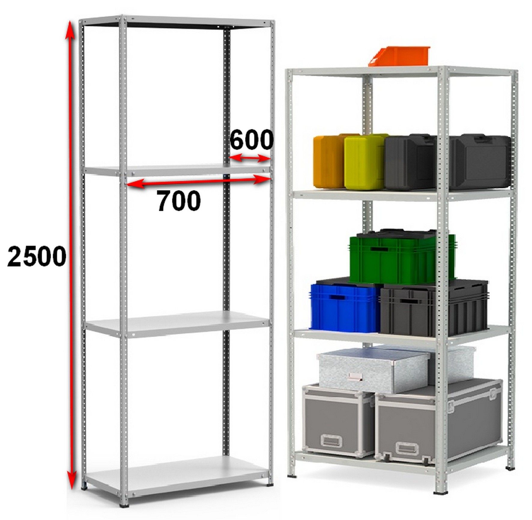Стеллаж металлический до 150 кг, 4 полки Металл-завод СТФ 764-2,5 2500х700х600 мм - фото