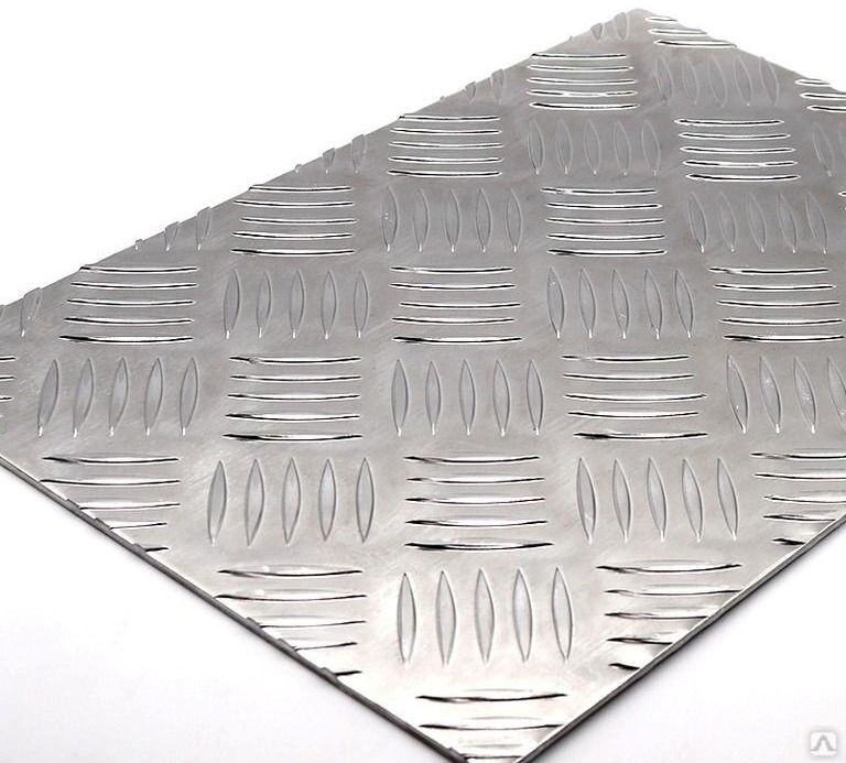 Лист 1,5х600х300 мм рифленый квинтет, алюминий АМцНР - фото
