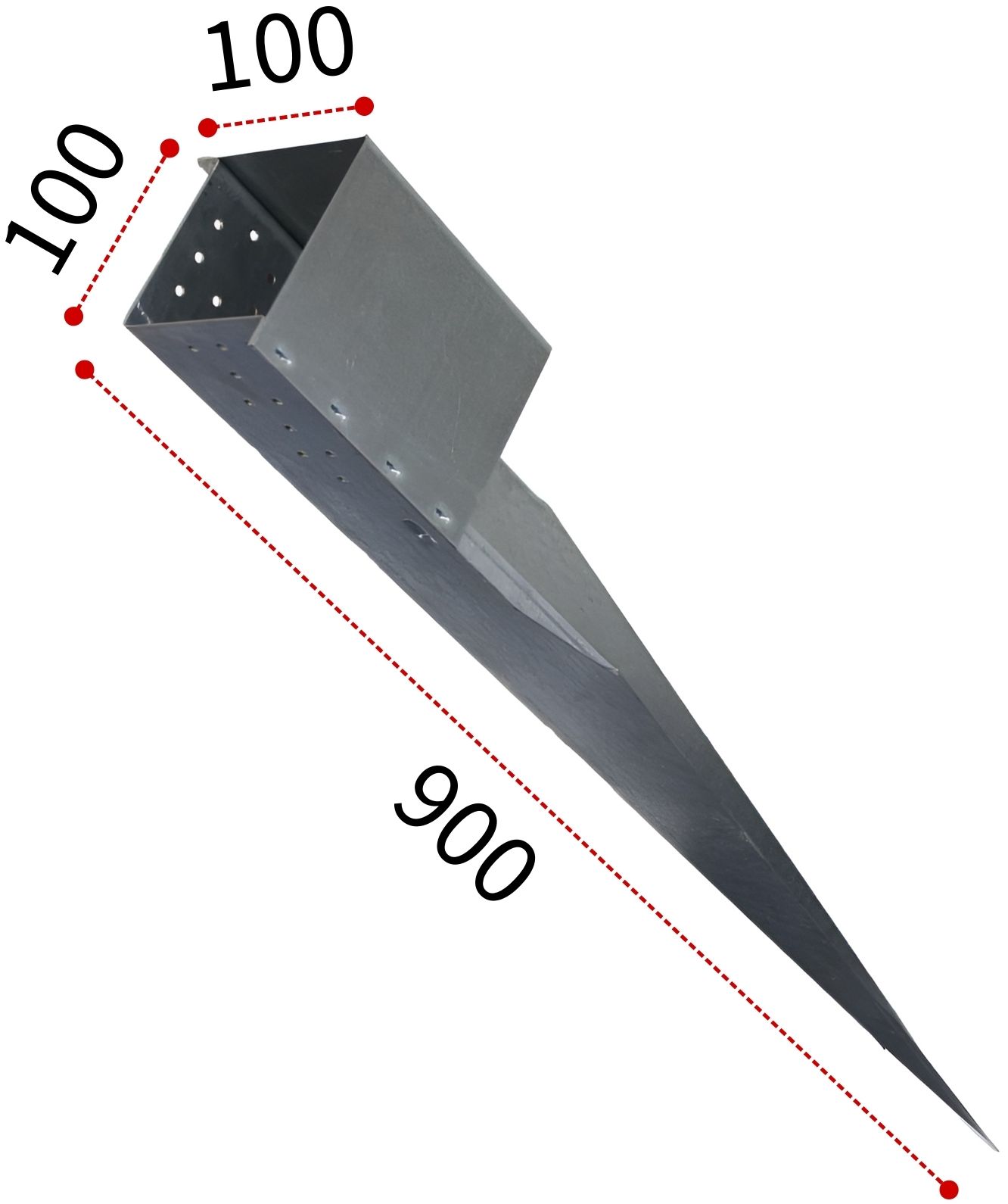 Опора столба ''Русский штык'' ПТ 100х100х900 мм, горячий цинк - фото