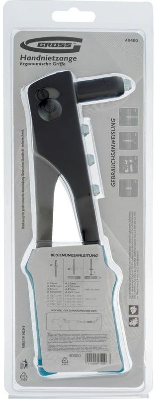 Заклепочник ручной вытяжной одноручный 2.4-4.8 мм, Gross 40400 - фото