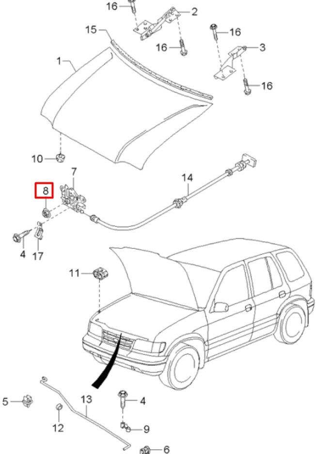 Гайка автомобильная М6х1 мм с фланцем SN-10084 - фото