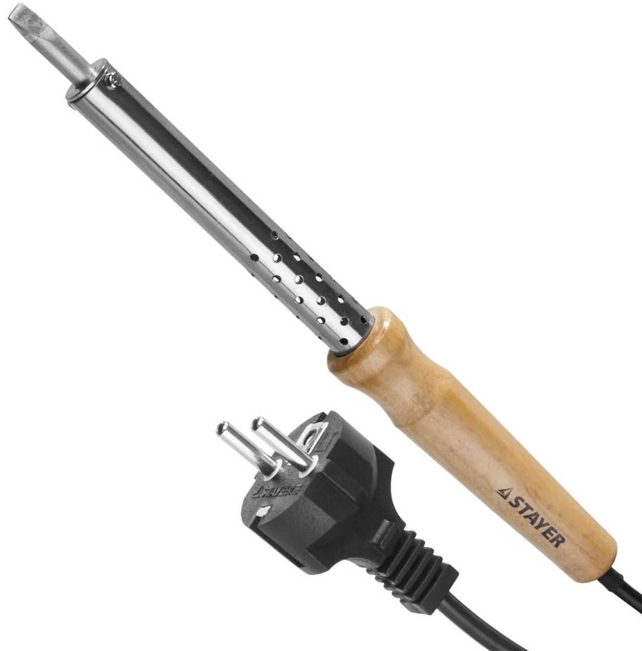 Паяльник электрический 100 Вт жало клин с деревянной рукояткой Stayer MaxTerm 55310-100 - фото