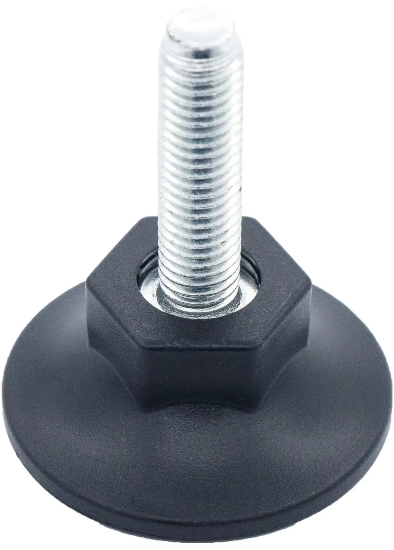 Опора регулируемая с коническим основанием 48 мм и резьбовым стержнем М12х40 48М12-40ЧН, пластик, черная (RAL 9005) - фото
