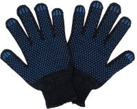 Перчатки трикотажные с ПВХ 7,5 класс вязки, 6 нитей Люкс, чёрные