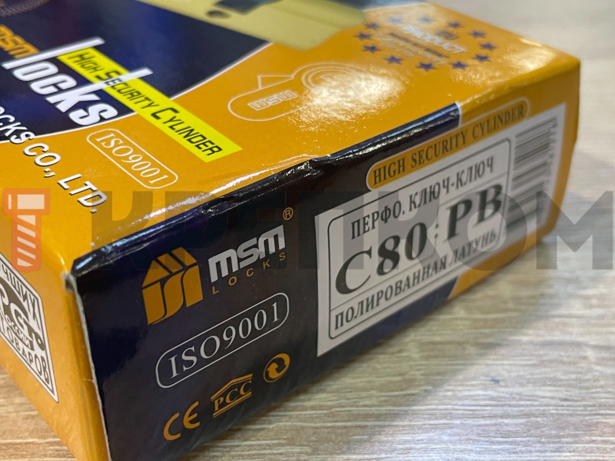 Цилиндровый механизм, перфорированный ключ-ключ C80 мм MSM, PB (полированная латунь) - фото