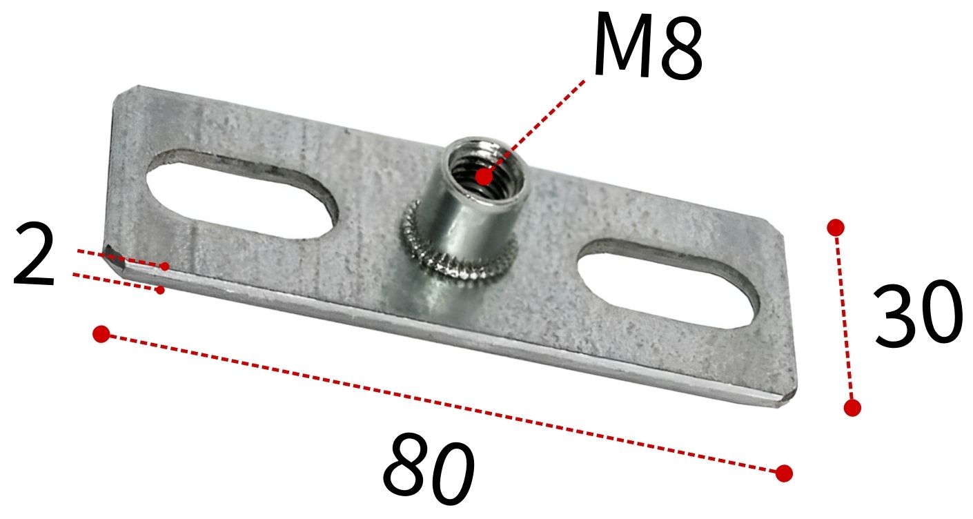 Пластина опорная облегченная ПТ 80х30 М8 - фото