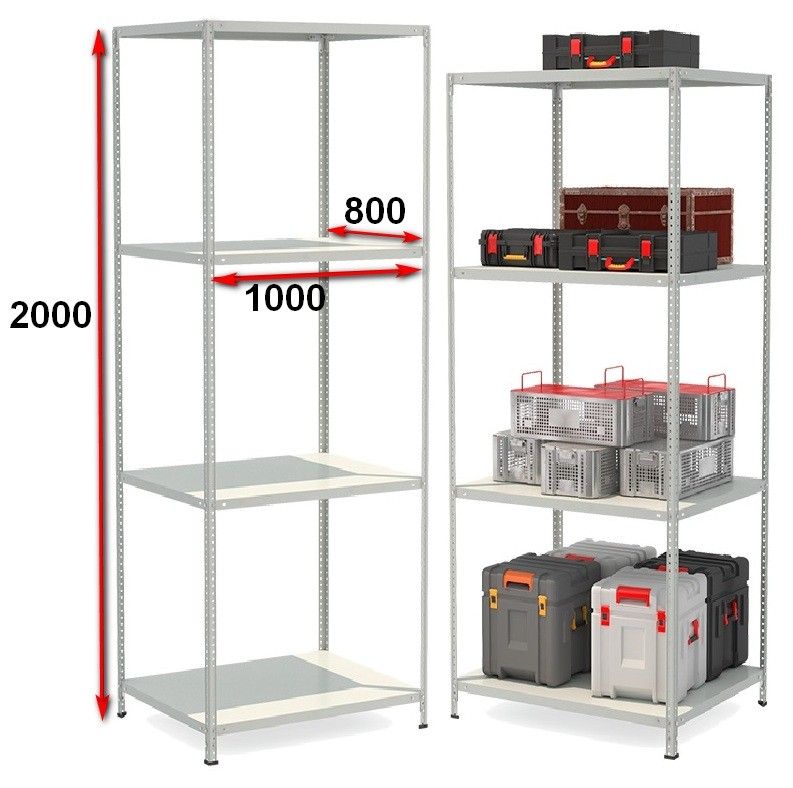 Стеллаж металлический до 125 кг, 4 полки Металл-завод СТФ 1084-2,0 2000х1000х800 мм - фото