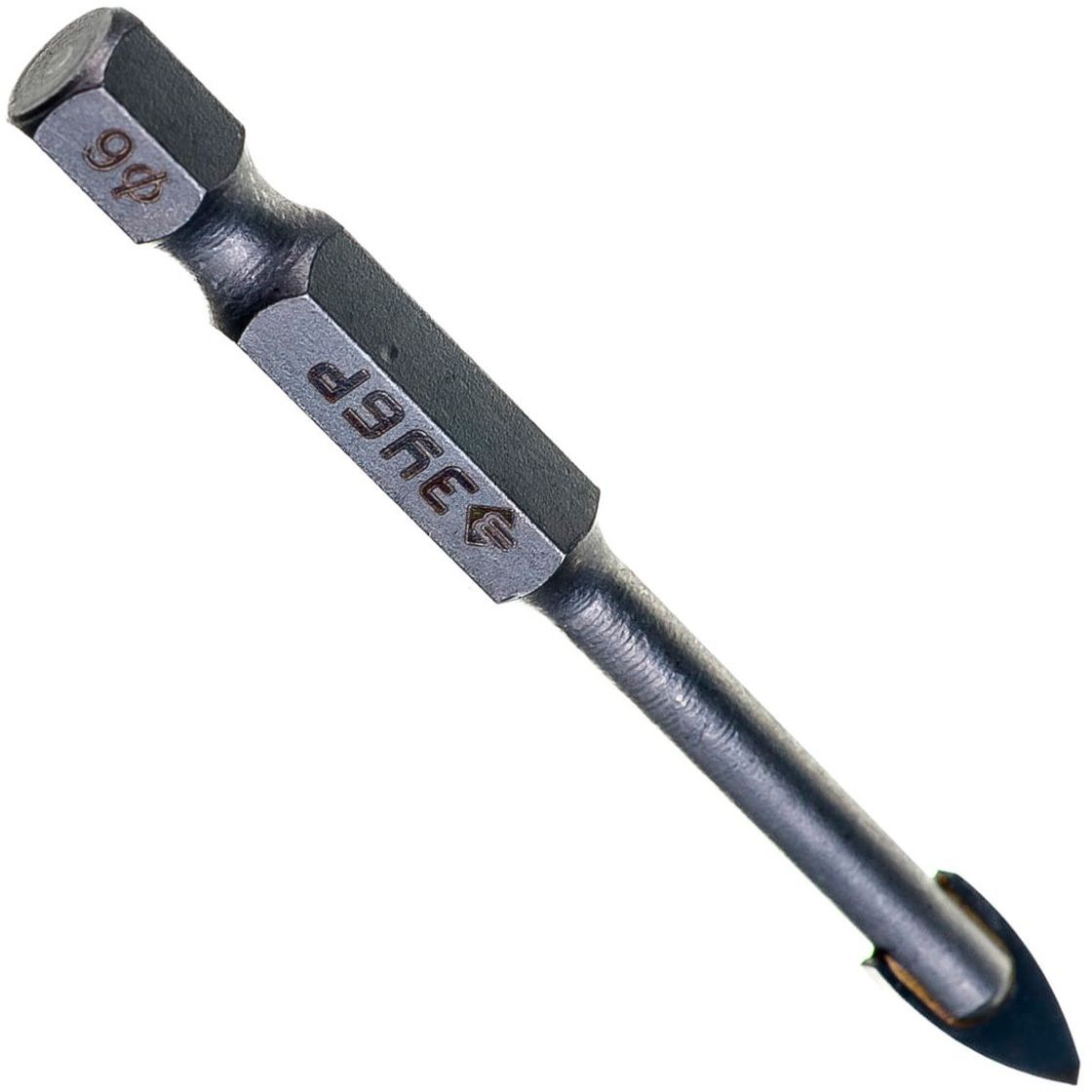 Сверло по стеклу и кафелю копьевидное наконечник ВК6 2 кромки, E1/4" ЗУБР - фото