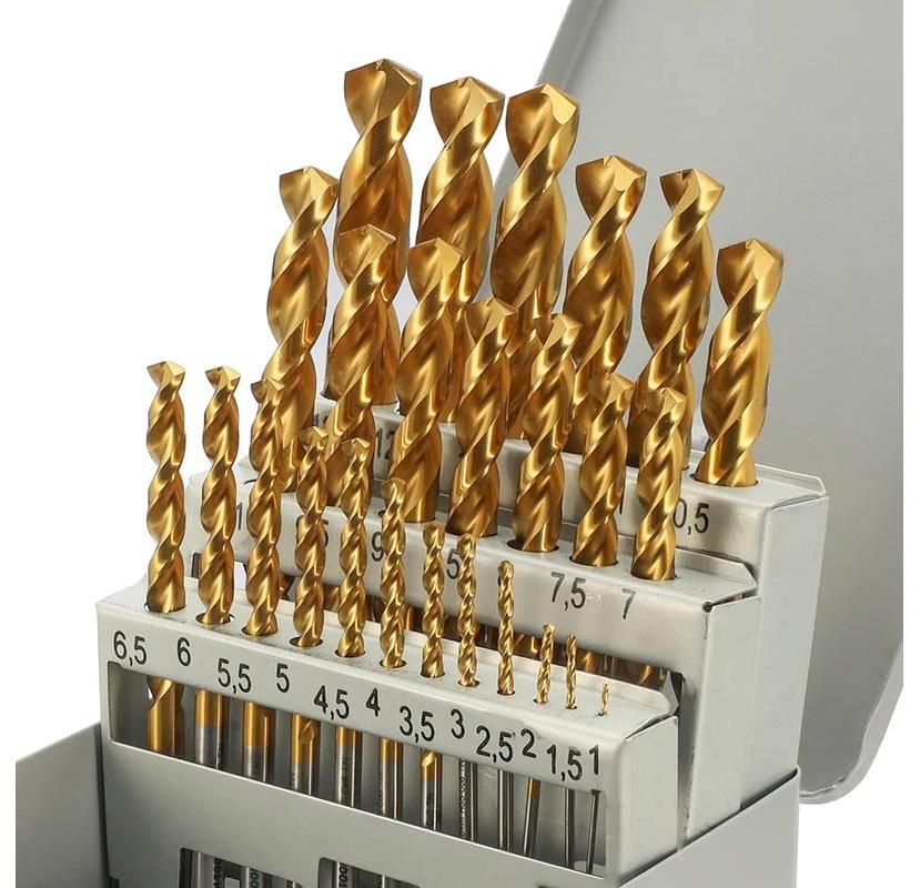 Набор сверл по металлу 1-13 мм HSSE-Co8 TiN 135° DIN 338 H-Tools 08351300, 25 шт - фото