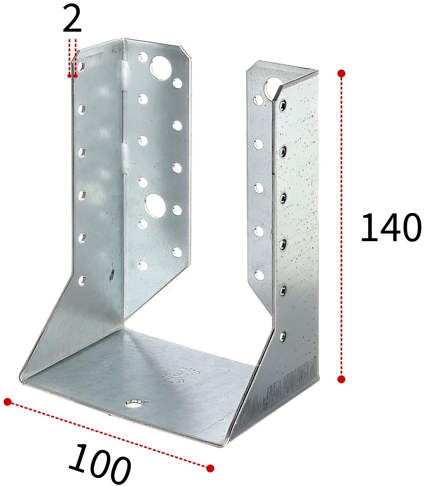 Опора балки закрытая 100х140 мм Gah Alberts 335403, оцинкованная сталь - фото