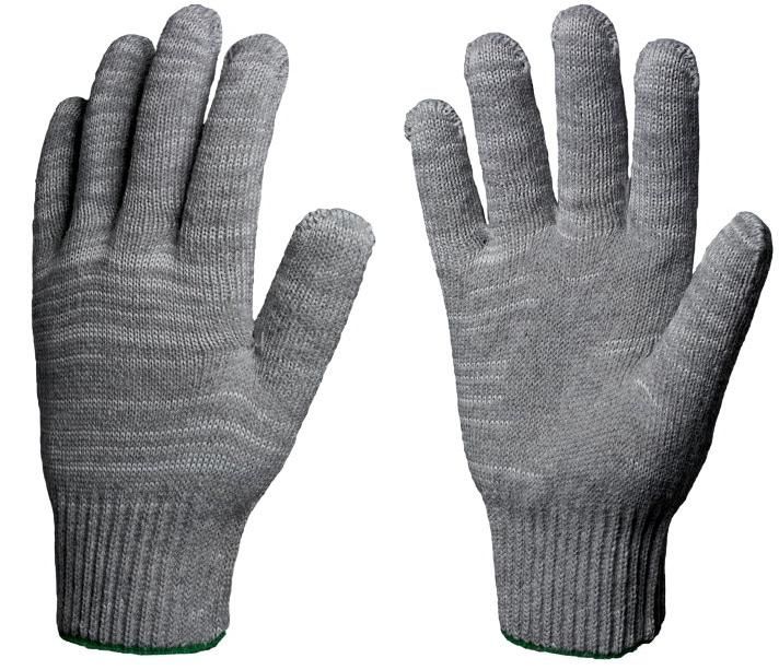 Перчатки трикотажные 10 класс вязки 00-00014634, серые, 5 нитей  - фото