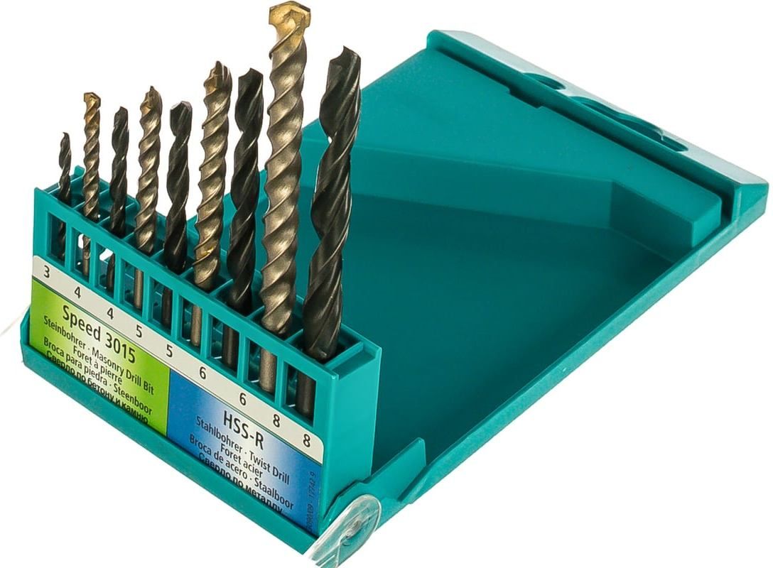 Набор свёрл комбинированный по камню и металлу Heller 17742, 9 предметов в кейсе - фото