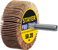 Круг шлифовальный лепестковый 50х20 мм Р180 на шпильке Stayer 36607-180