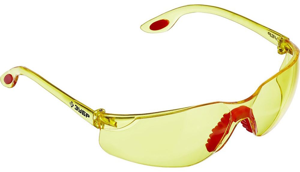Очки защитные открытого типа, жёлтые, широкое моностекло Спектр 3 ЗУБР 110316 - фото