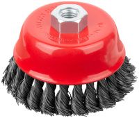 Щетка-крацовка чашечная для УШМ, жгутированная стальная проволока 0,5 мм FIT