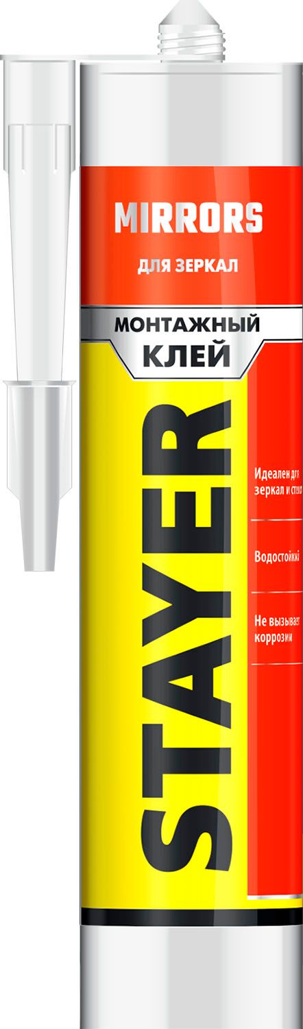 Клей монтажный MIRRORS для зеркал Stayer PROF 41329, 280 мл белый - фото